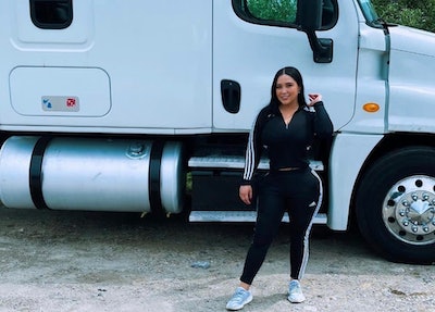 Truck owner Carolina Correa and her 2016 Freightliner Cascadia
