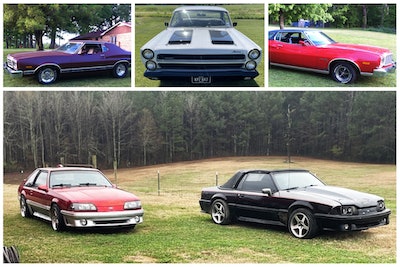 Collage of some of Dan Heister's vintage cars